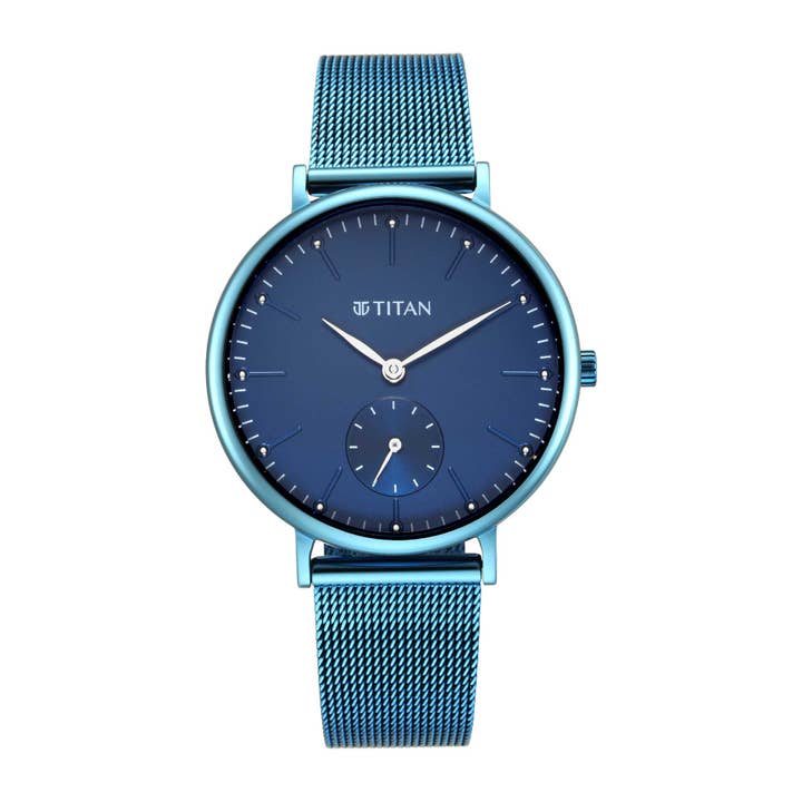 Titan - Wholesale Wrist Watch - Women's - Slimline Blue Dial Mesh Strap Watch