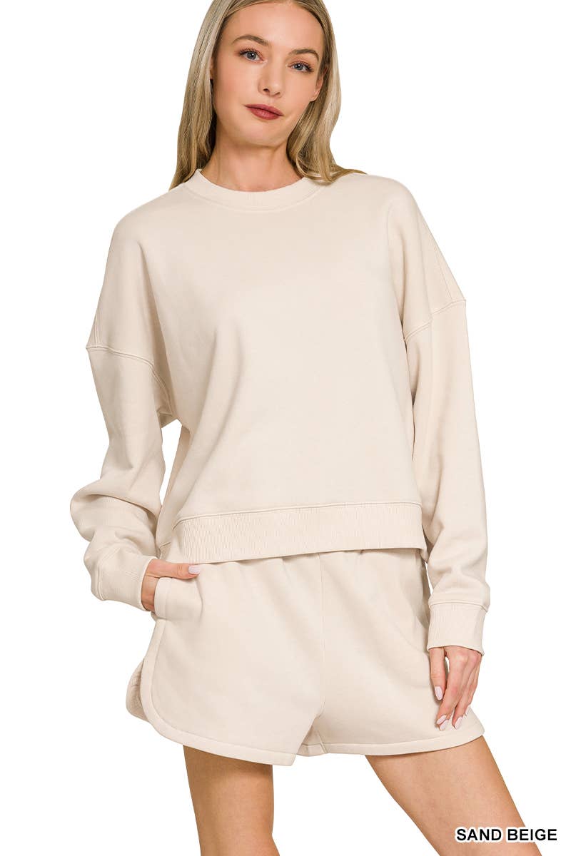 Vanilla Monkey – Engroshandel Loungesæt - Dame – Fleece langærmet sweatshirt og shorts sæt7