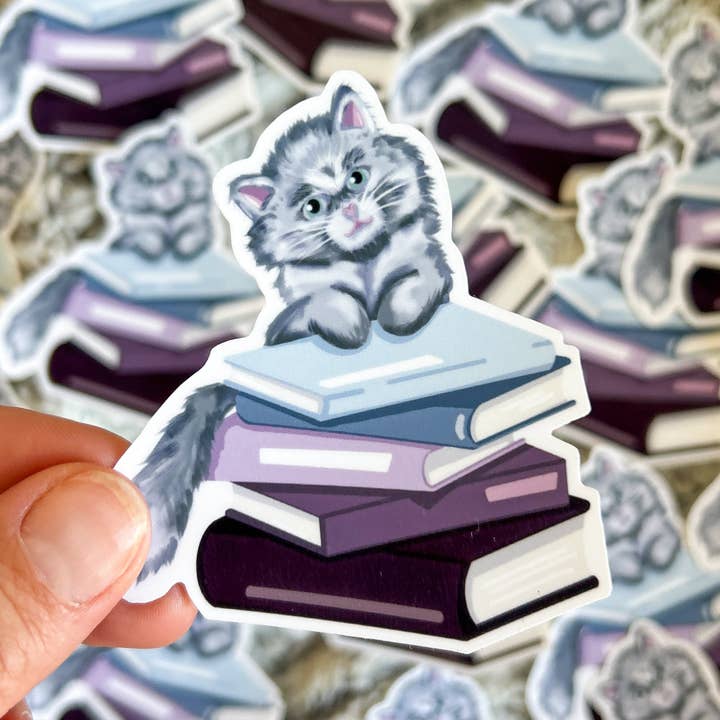 Book Cat Sticker for wholesale by Paperback Post