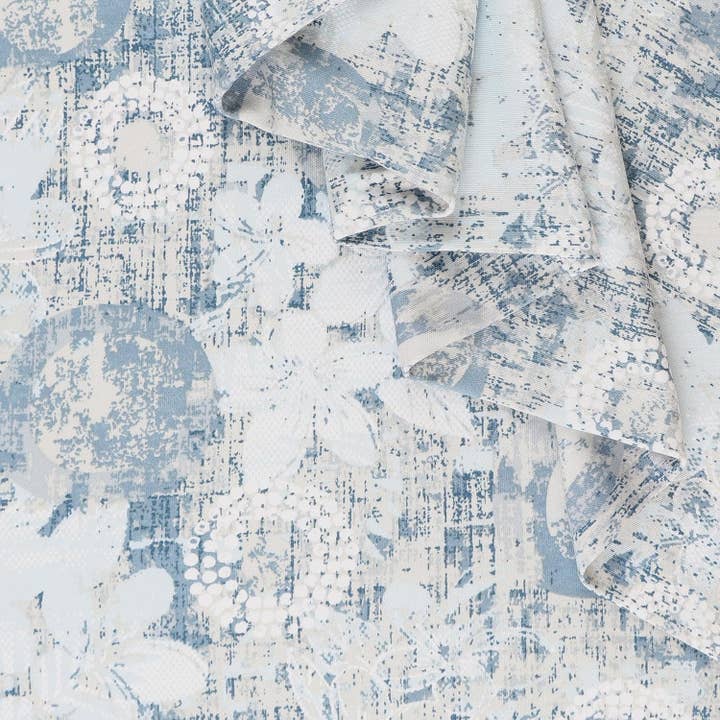 Cotton Interlock 60" Printed Fabric by the Yard - Blue for wholesale by Mook Fabrics