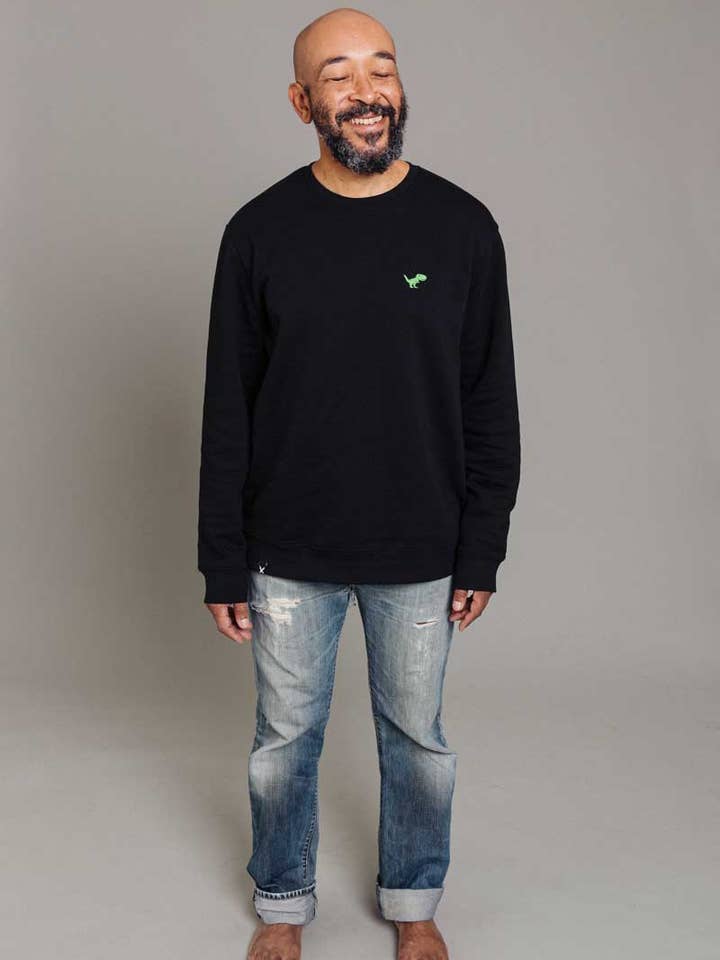 TIRY unisex dino sweatshirt sort for engroshandel hos KREUZUEBER