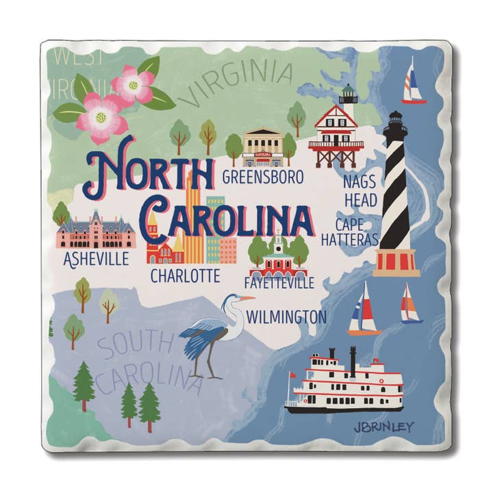 CounterArt/Highland Home/Thirstystone - Wholesale Coasters - North Carolina Attractions Absorbent Stone Coaster 4 Pack