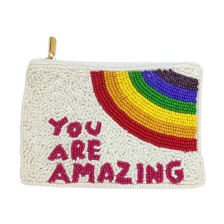 Dames, jullie zijn geweldig Volledig geborduurde muntenportemonnee voor wholesale door Nima Accessories Inc