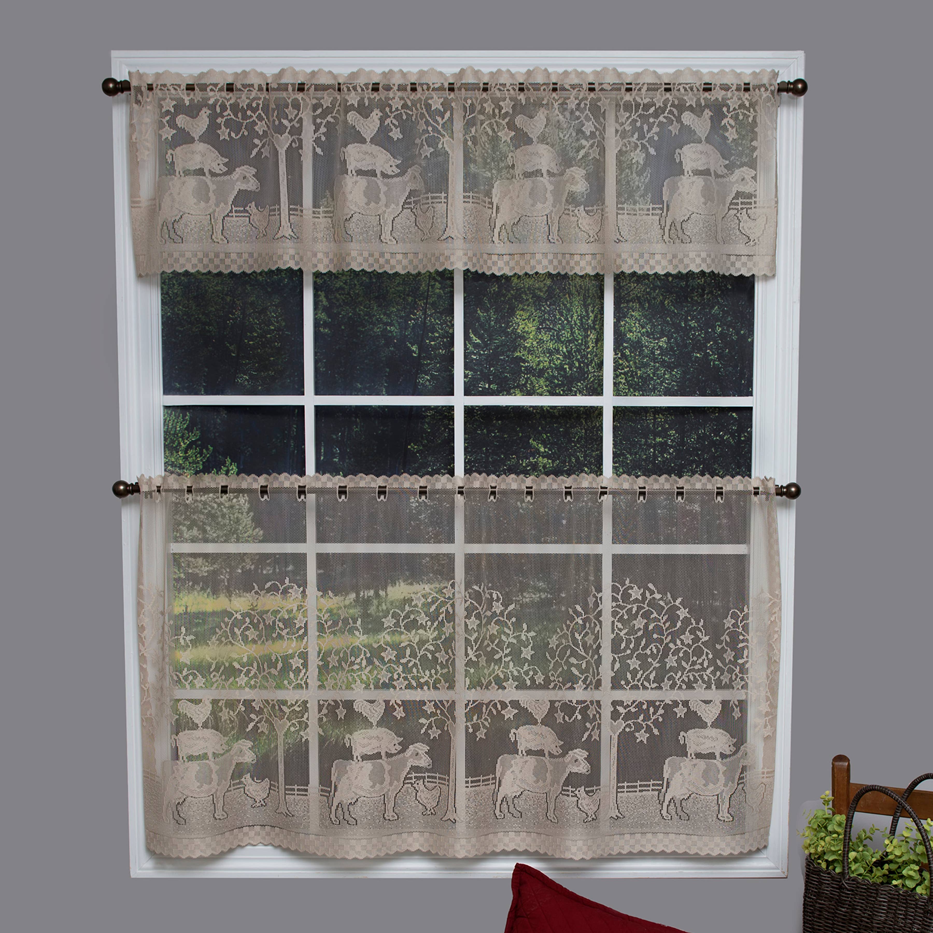 Heritage Lace - Wholesale Curtain - Farmhouse 60x30 Natural Lace Tier Curtain0