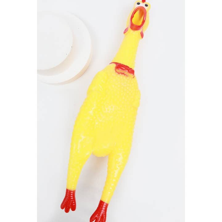 YELLOW Rubber Chicken Shrilling Toy for wholesale on Faire1