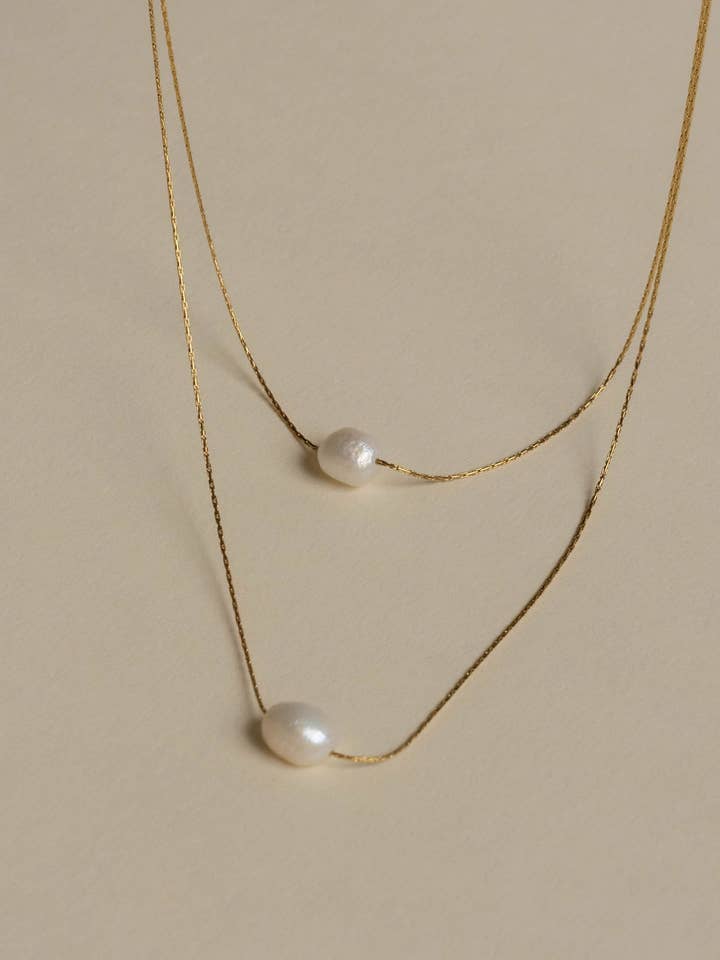 Ella Double Strand Pearl Necklace for wholesale by Hunter & Hare