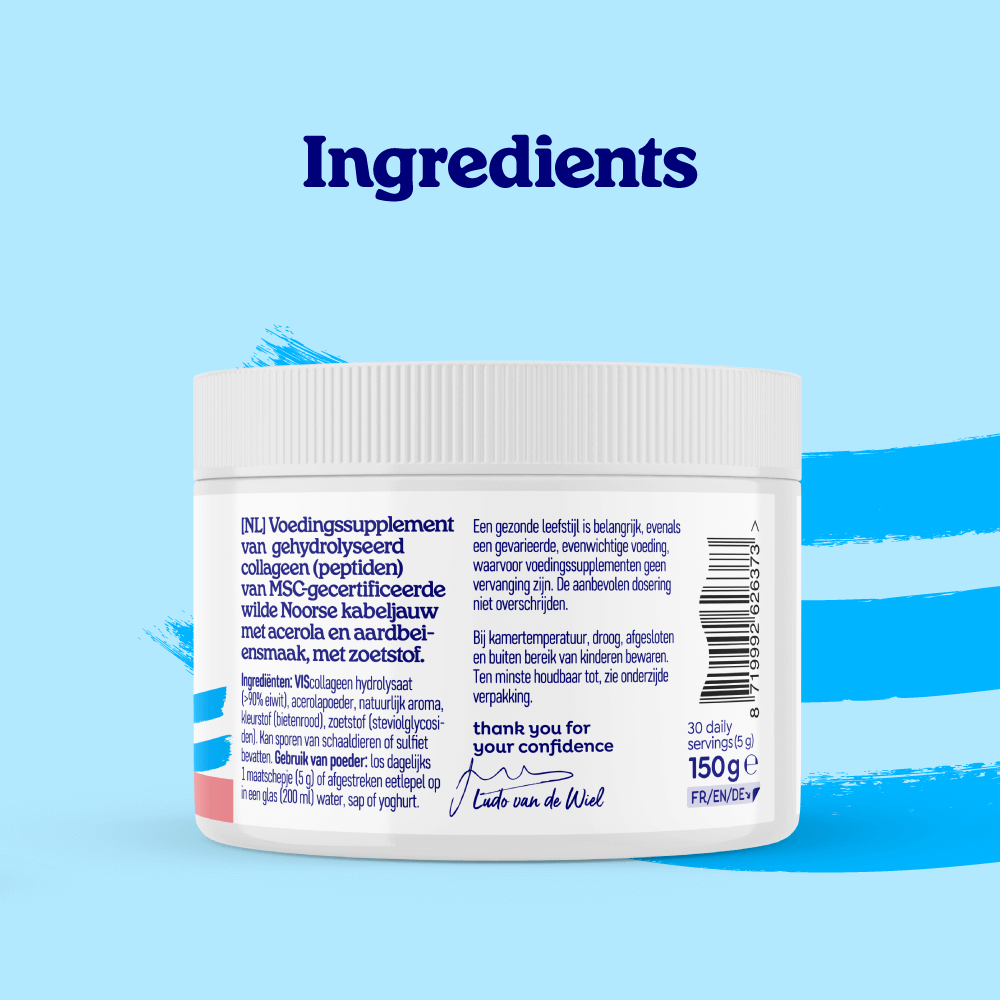 Arctic Blue - Wholesale Oral Supplement/Vitamin - Fish Collagen Powder Strawberry Flavour and Vitamin C - MSC (150g)2