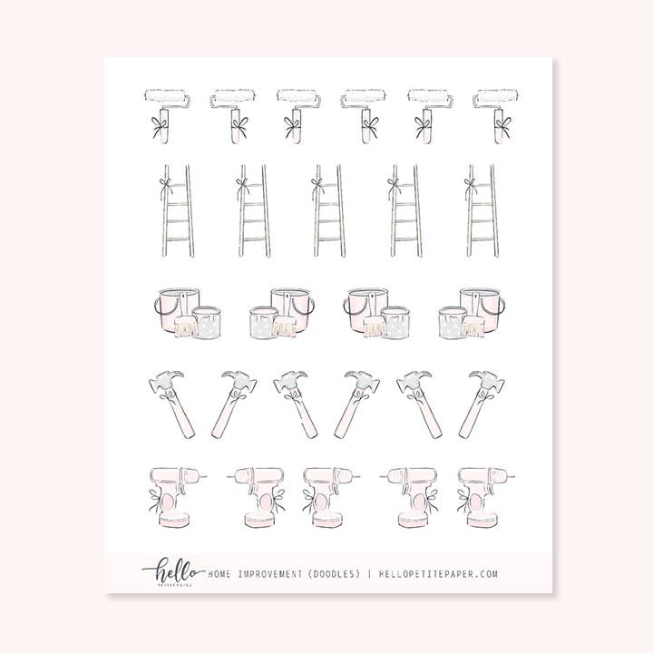 Doodle ikoner (HOME IMPROVEMENT) - planner klistermærker for engroshandel hos Hello Petite Paper