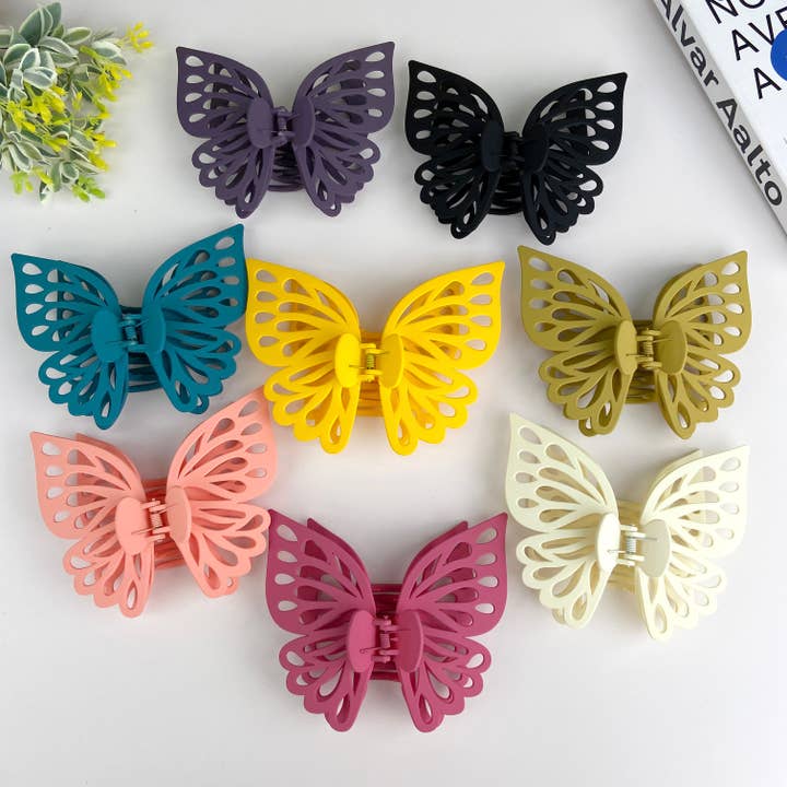 Double layer hollow butterfly hair clip frosted for wholesale by TheDivaSoap