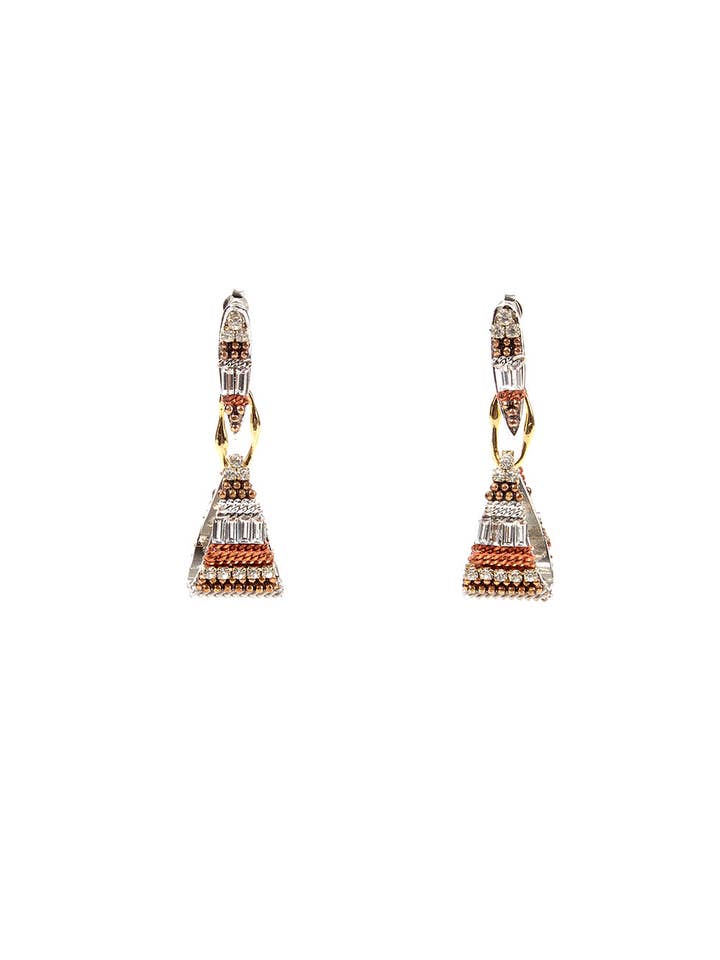 Swarovski Crystal Cascade Triangle Earrings Silver post for wholesale by Le Zohar