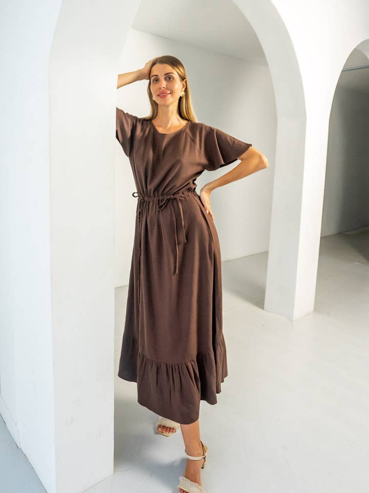 Vestido Maxi Riley Chocolate por atacado de AMIRA Collective