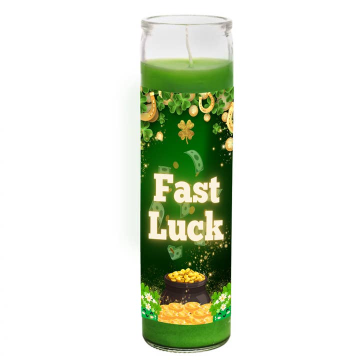 Fast Luck 8” Jar Candle for wholesale by Astral Auras