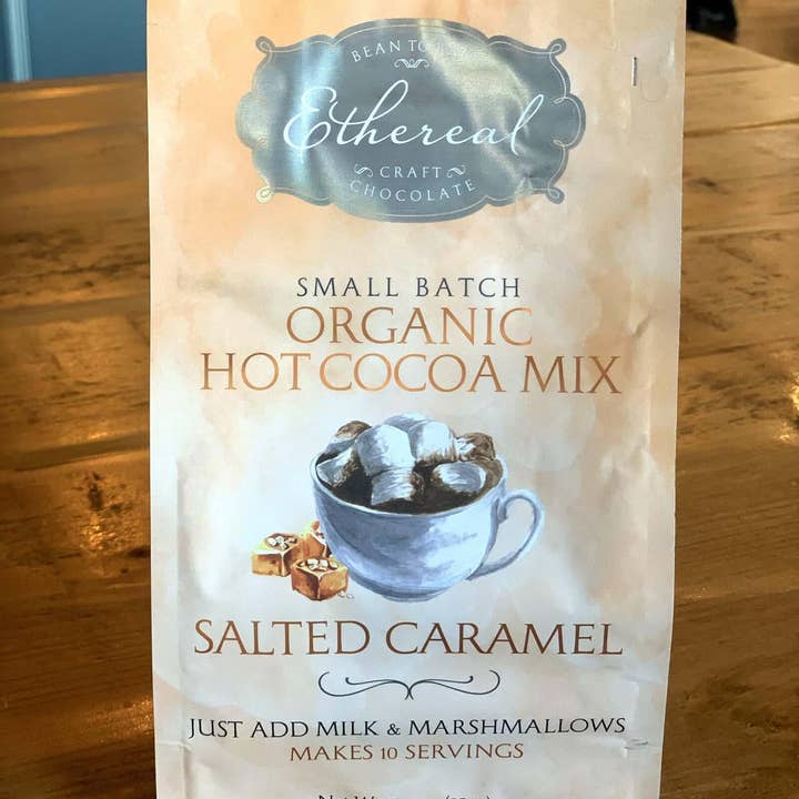 Salted Caramel Hot Cocoa Mix (retail pouch) for wholesale by Ethereal Confections