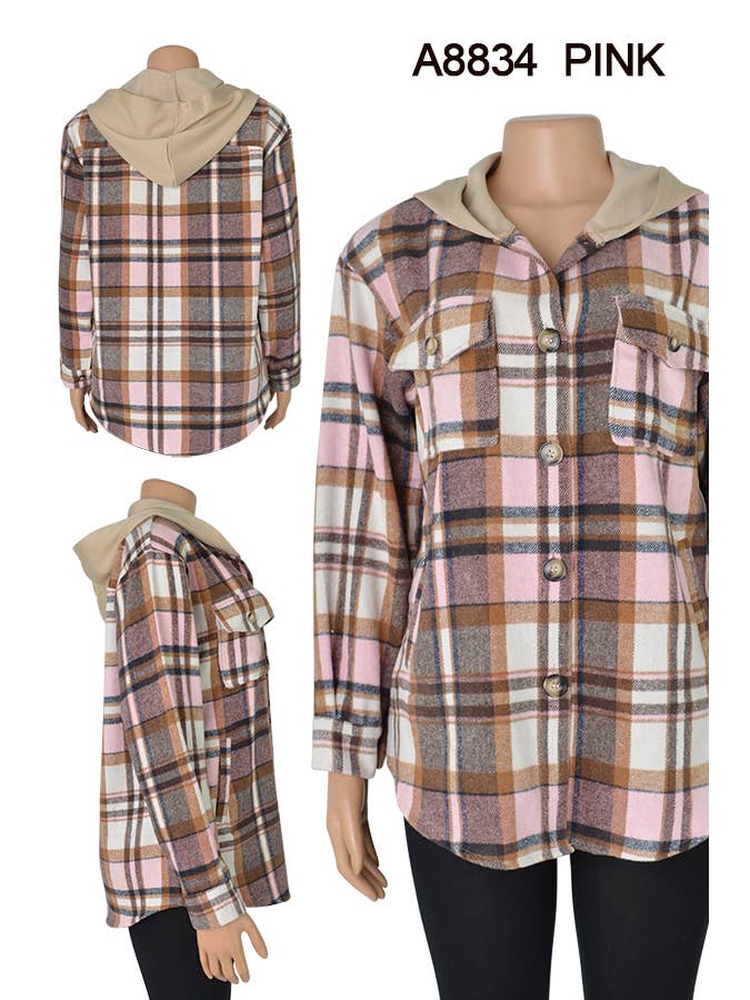 SSImport - Wholesale Jacket – Women's - A8834 HOODIE COAT PLAID PATTERN JACKET SPRING FALL 12PCS2