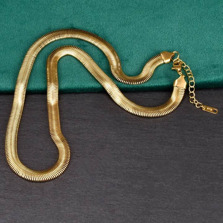 HoopLa - Wholesale Link & Chain Necklace - Snake Wheat Stainless Steel Waterproof Necklace10