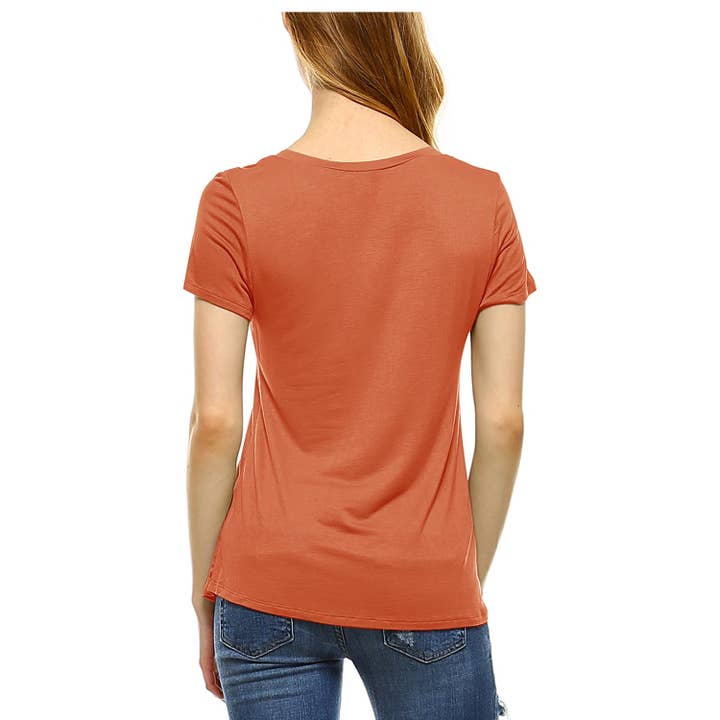 JHP Collection - Wholesale Shirt - Women's - WOMENS CASUAL SOLID V NECK SHORT SLEEVE T SHIRT14