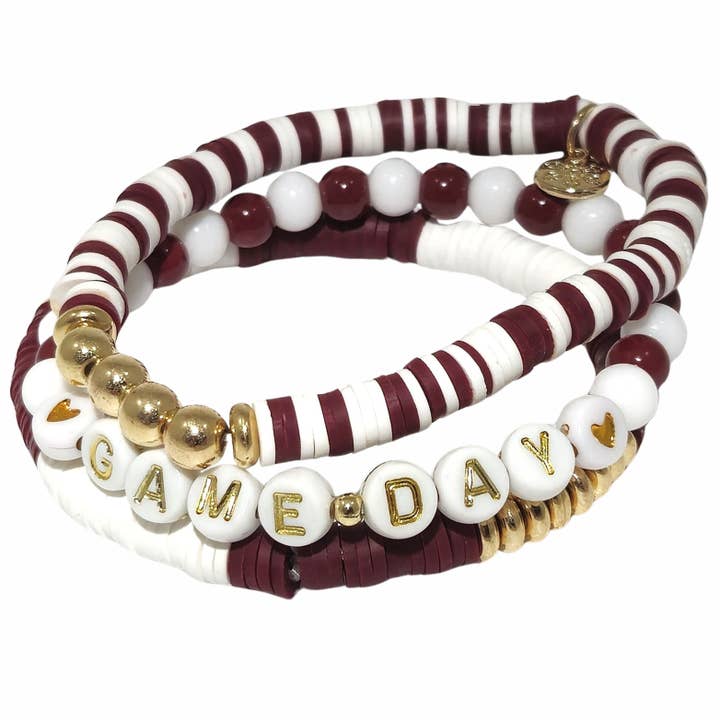 Bracelet extensible à perles Katsuki "Jour de match" aux couleurs de l'équipe, lot de 3. pour la vente par Kaleidoscope Accessories