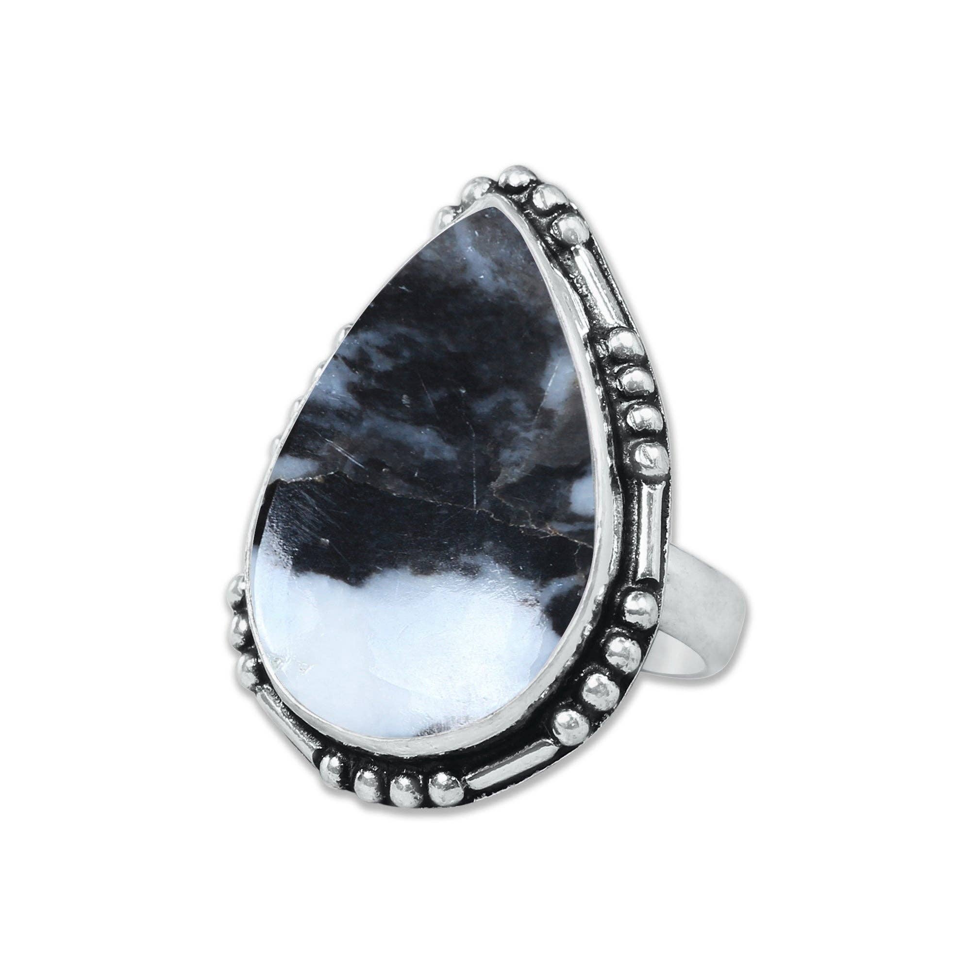 Handmade Jewels - Wholesale Cocktail/Statement Ring - Buffalo Turquoise Rings – Handmade, Silver-Plated, Boho Style2