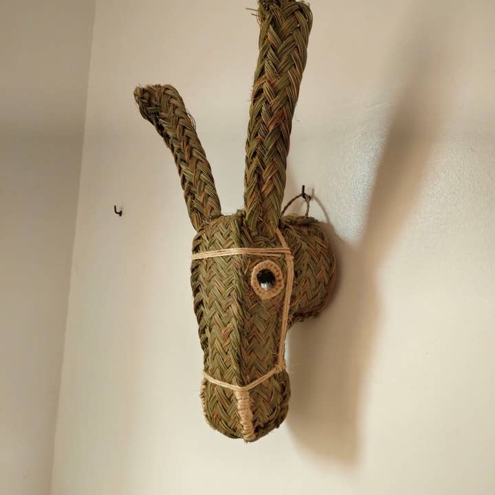 MARRAKECH METACRAFT LTD – wholesale Dimensionell/3D-väggkonst – Handvävd rotting dekor korg åsna mask vägg