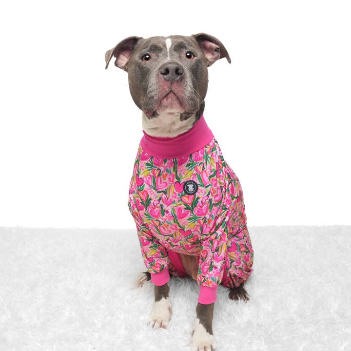 Heart Flowers Pitbull Pajamas for wholesale by Pittie Clothing Co.