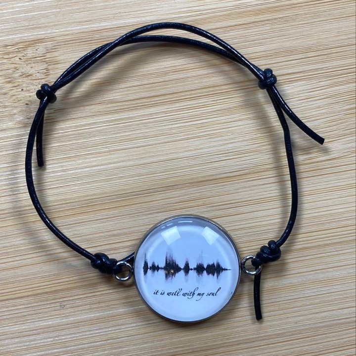The Soundwave Booth - Wholesale Charm/Dangle Bracelet - Soundwave-It Is Well Leather Christian Charm Bracelet Music
