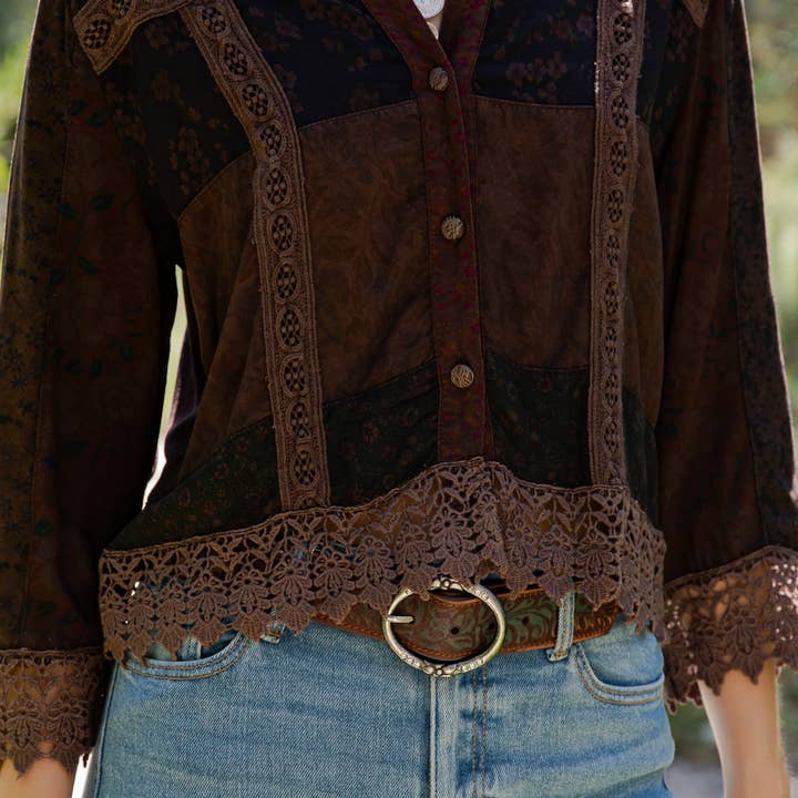 Young Threads - Wholesale Button Down Shirt - Women's - Earthy Boho Button Down Cropped Shirt (New Color)19