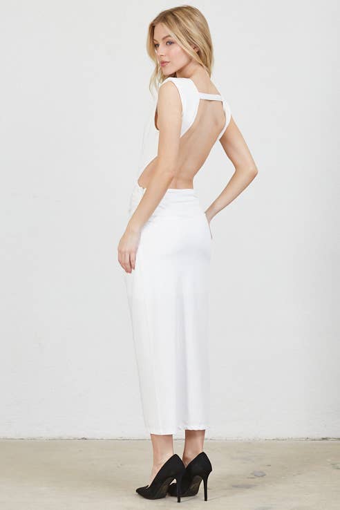 Vestis M - Venta al por mayor Vestido - Mujer - Vestido midi con escote pronunciado y espalda abierta con giro escultórico - Negro20