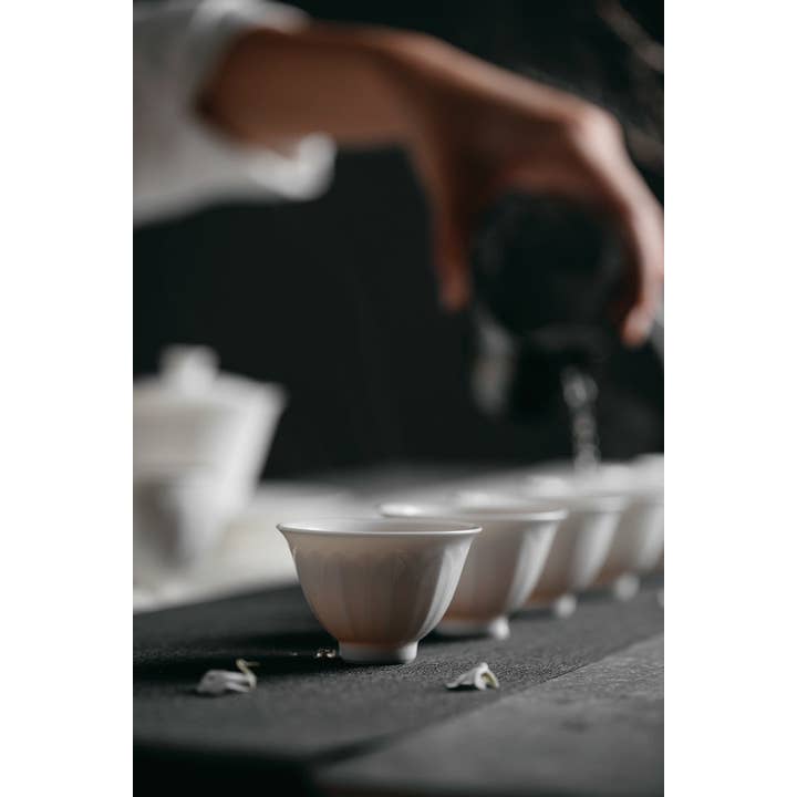 Gohobi (We cover U.S. import duties) – wholesale Coffee/tea cup – Gohobi Handmade White Porcelain Hand-embossed Chrysanthemum5