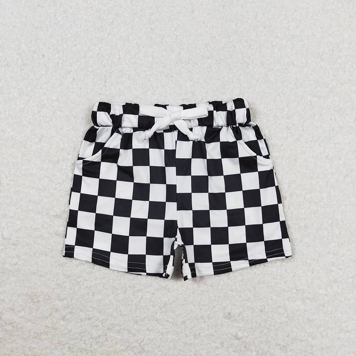 Aier Wholesale - Wholesale Shorts - Kids - Baby Boys Black Checkered Pockets Shorts