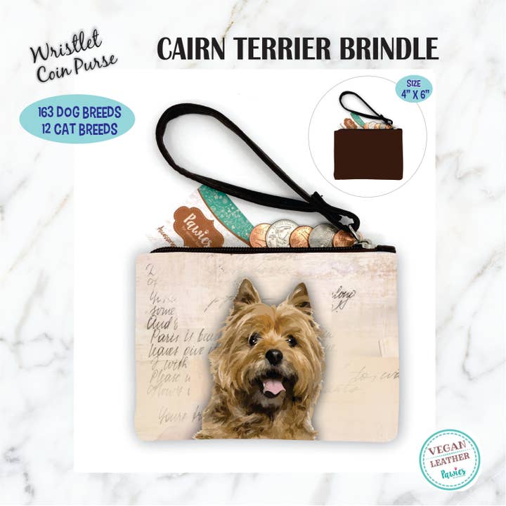 Porte-monnaie Cairn Terrier Brindle • Présentoir au sol en option pour la vente par pawies