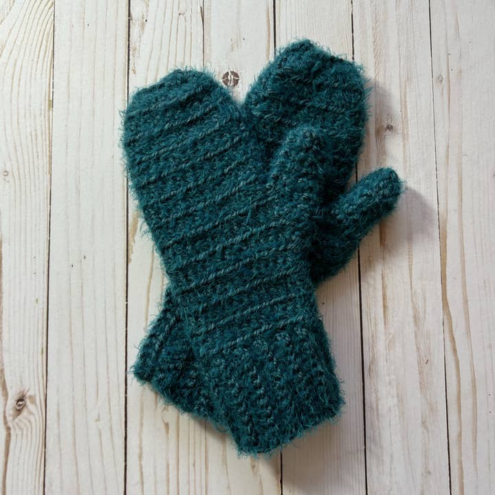 Teal Handmade Crochet Mittens for wholesale by QuietJoy