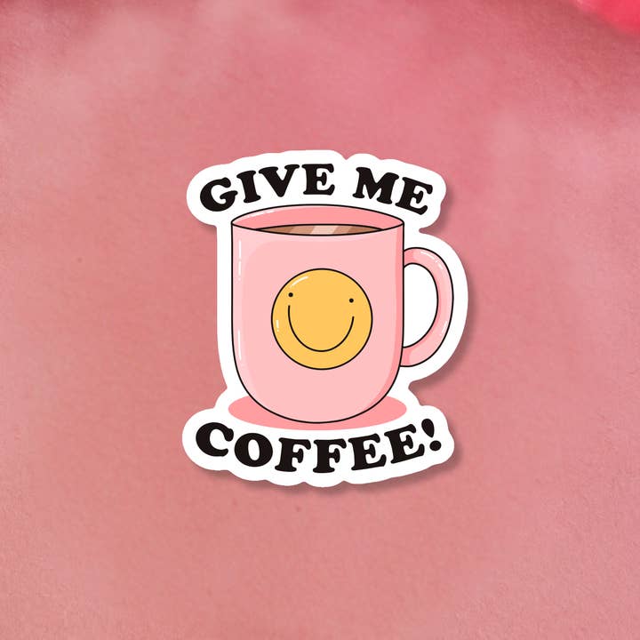 Geef Me Koffie Waterbestendige Sticker voor wholesale door The Sunday Disco