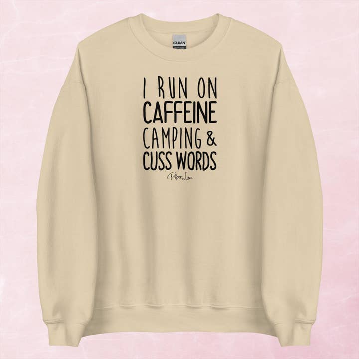 Piper Lou Collection - Wholesale Graphic sweatshirt – Women’s - I Run On Caffeine, Camping, & Cuss Words Graphic Crewneck Sweatshirt8