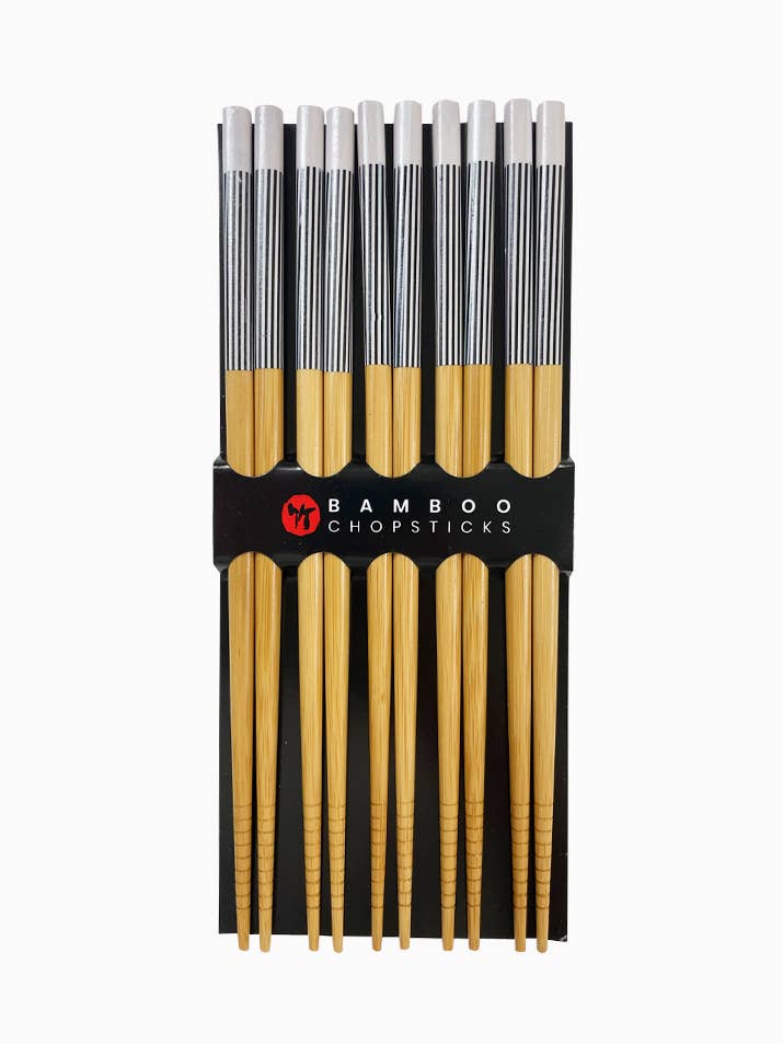 BAMBOO CHOPSTICKS 5 PAIRS SET_Vertical Stripe Pattern (10SET for wholesale by BanzaiLA