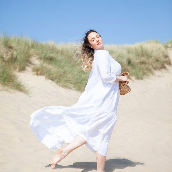 Vestido Blanco Glicina para venta al por mayor de EKIN FROG