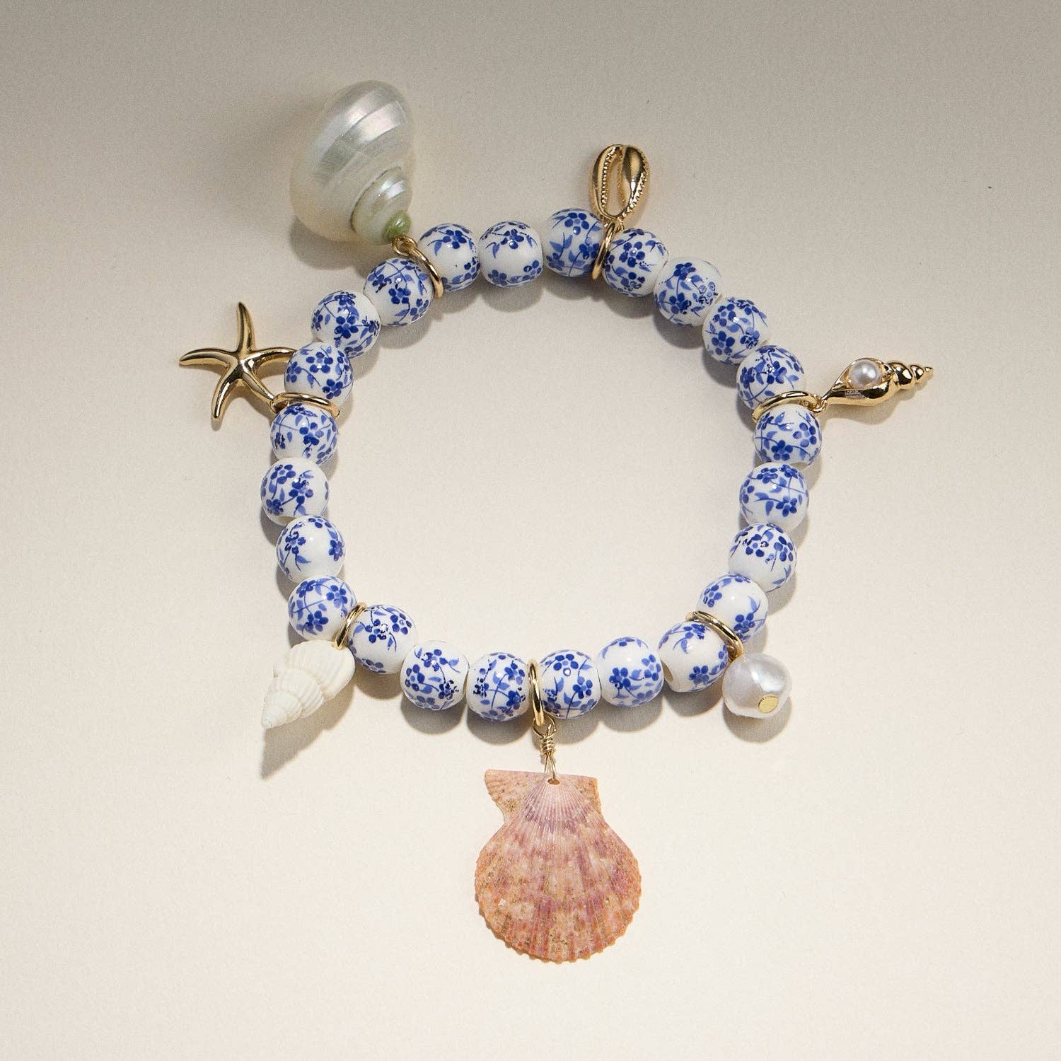 Frem - Wholesale Charm/Dangle Bracelet - Floral Beaded Seashell Charm Bracelet – Beachy Boho Jewelry3