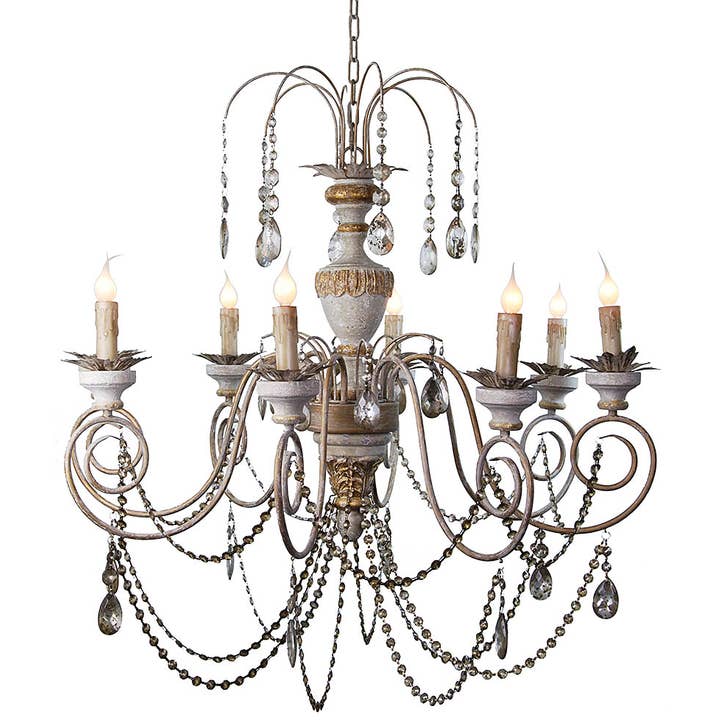 Vintage Style Antique Reproduction Wood Chandelier for wholesale by Provence Home