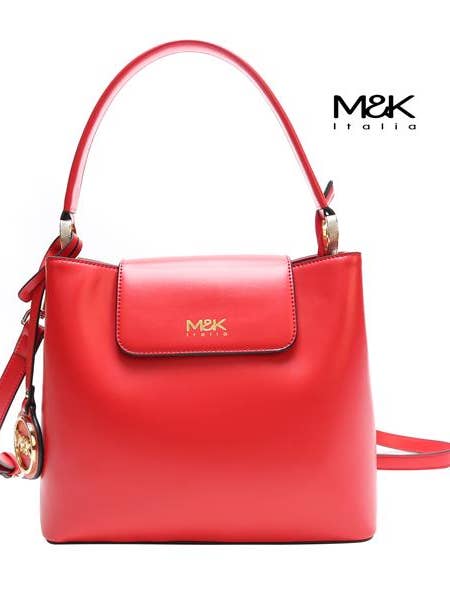 GROTE TAS MET RODE HANDVATTEN VAN IMITATIELEER voor wholesale door M&K italia