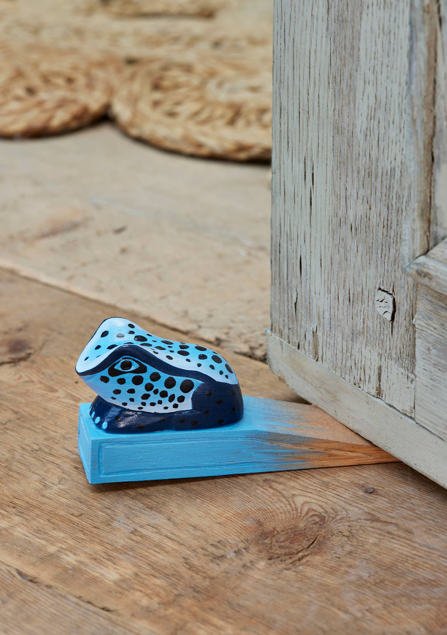 Namaste - Wholesale Door Stop - Handcarved & Painted wood frog doorstop3