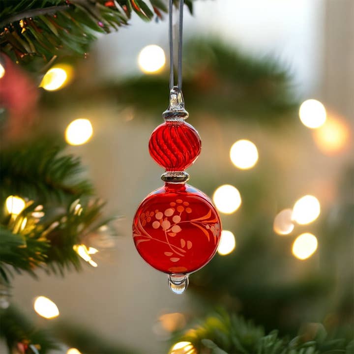 LesTroisPyramides - Wholesale Tree Topper - Red Christmas Tree Topper - Blown Glass Ornament