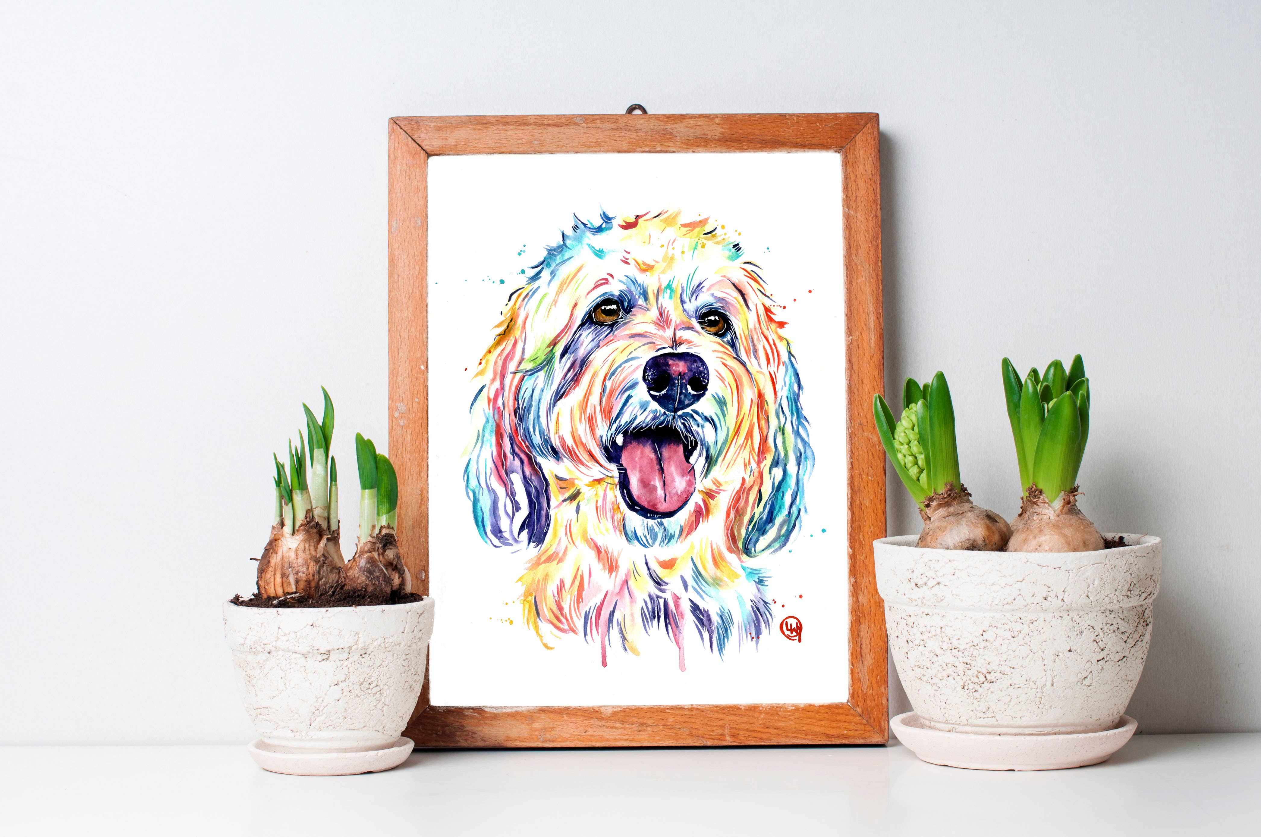 Whitehouse Art - Wholesale Art Print - Goldendoodle Art Print - Laberdoodle, Pet Portrait3