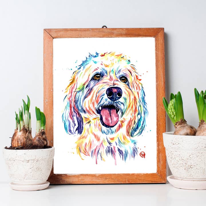 Whitehouse Art - Wholesale Art Print - Goldendoodle Art Print - Laberdoodle, Pet Portrait3
