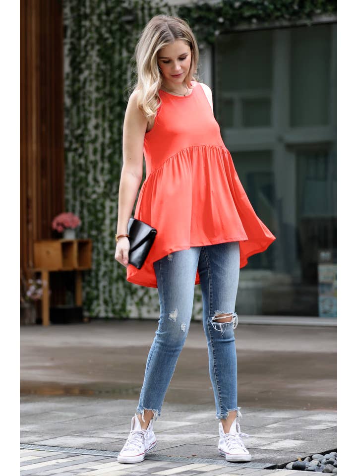 42POPS - Wholesale Tunic - Women's - ,.._ SI-15995 Sleeveless Waist Shirring Tunic