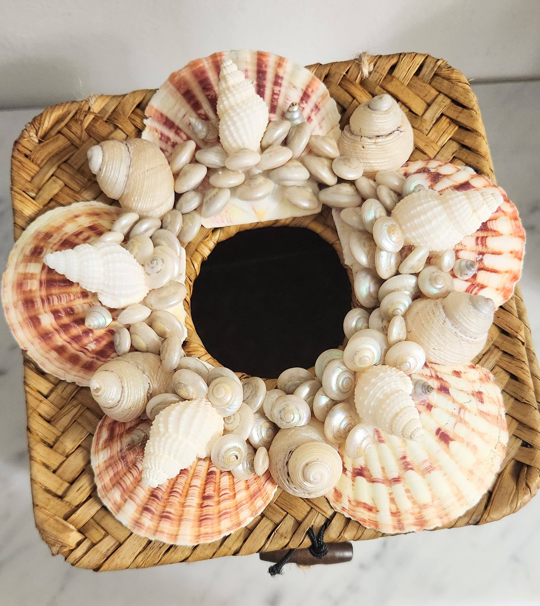 White Tulip Boutique - Wholesale Tissue Box - Handmade Sea Shell Rattan Tissue Rectangle Square4