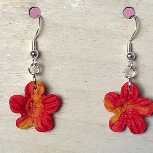 Red and Yellow Flower Earrings for wholesale by Baked Cupcake