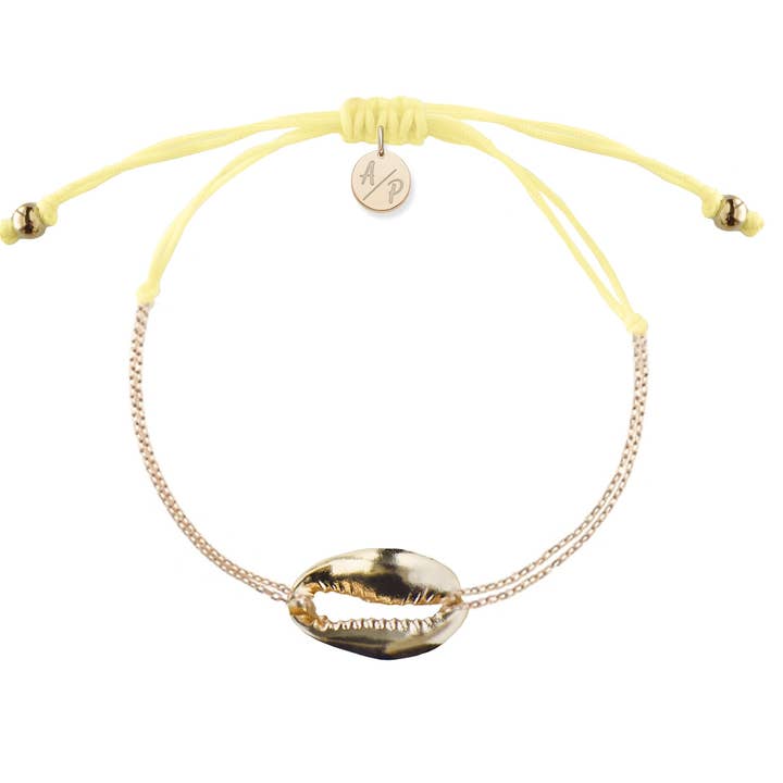 Mini Metal Shell Chain Bracelet - Gold/Pastel Yellow for wholesale by Adriana Pappas Designs