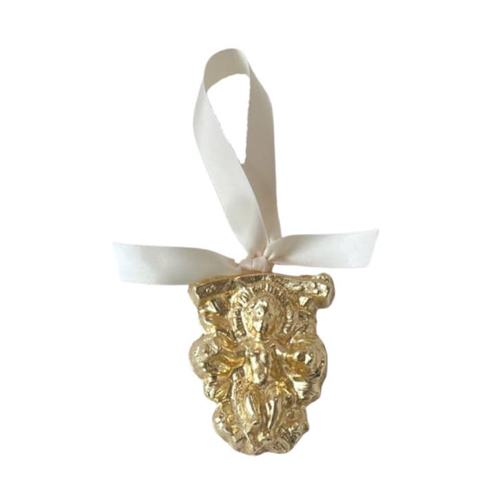 Ornament - Jesus in Manger in Gold for wholesale by Sidebar Designs