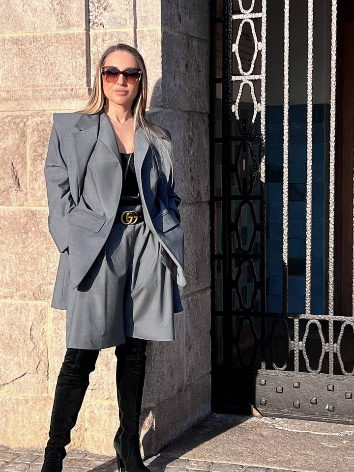 Broadway Sophia Virgin Wool Bermuda Shorts in Mid Grey for wholesale by ETNA