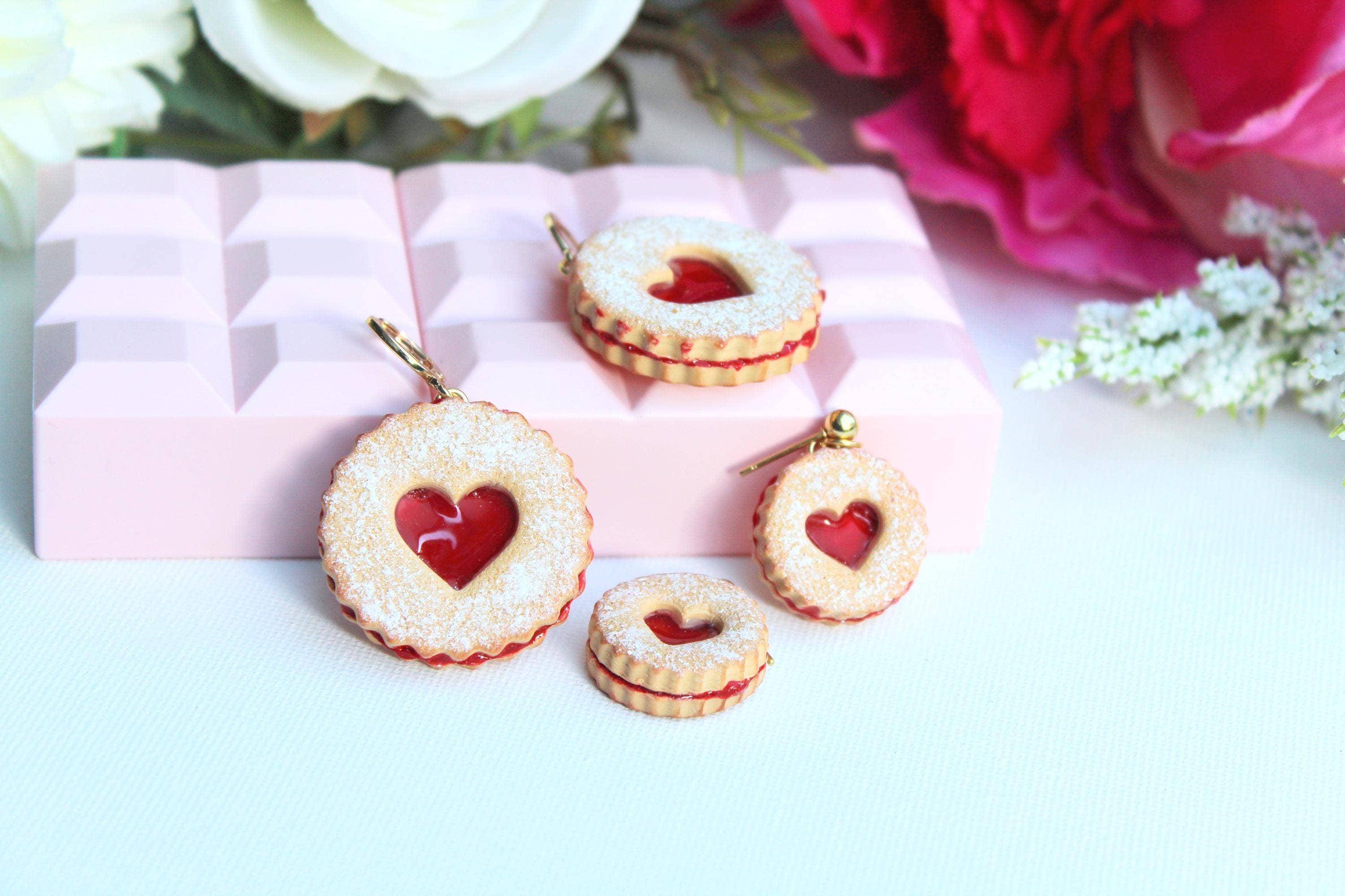 Studio Niani - Wholesale Dangle Earrings - Linzer Cookie Earrings, Cookie Heart Earrings, Cute Earrings3