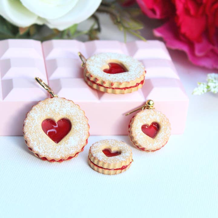 Studio Niani - Wholesale Dangle Earrings - Linzer Cookie Earrings, Cookie Heart Earrings, Cute Earrings3